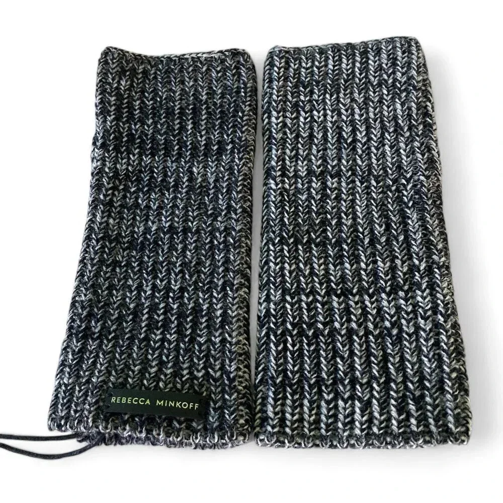 Rebecca Minkoff Black & White Marled Hand‎ Arm Warmers, Acrylic, One Size, NWT
